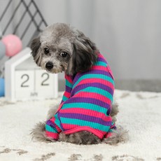 PASTEL PET 愛心條紋連身衣, 桃紅色