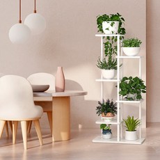 JLIFE 落地6層花盆架, 白色, 1個
