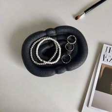 霧面陶瓷珠寶橢圓線條室內裝飾託盤 MW0139, 黑色