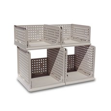 Living Sunday 摺疊式滑動收納箱 大 2個+特大 2個, 灰色, 1組