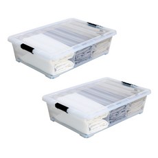 礦用床底塑料生活箱 32L, 透明, 2入