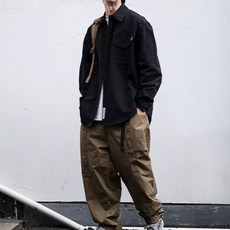 男款時尚潮流迷你標籤復古棉質襯衫開襟衫