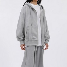 MCT 男女通用毛圈棉素色寬鬆版連帽拉鍊外套