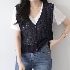 Zenit V領麻花鏤空針織哈利開襟背心