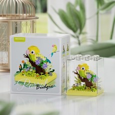 MEKANSM 앵무새 시리즈 DIY 미니 블록 피규어 장식품 잉꼬, 혼합색상, 1개