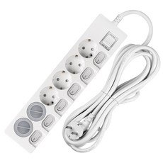 Sweet Home 獨立開關集成省電多抽頭 6 端口 + 安全蓋 2p, 7m, 單一顏色, 1套