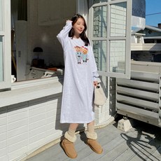 린다샵 여성용 웨이올 박시 기모 프린팅 롱 원피스 cpops8271k2a