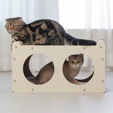 멍냥이노리터 고양이 숨숨집 하우스형 스크래쳐, 크림, 1개