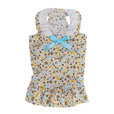 蕾絲古董花園碎花寵物連身裙洋裝, 黃色, 1個