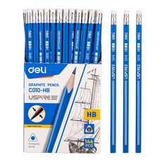 Deli 大容量三角橡皮鉛筆 HB 144p, 1個, 藍色
