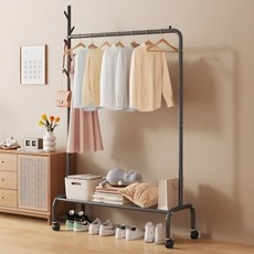 Wanadone 鐵製移動式收納置物衣架, 黑色