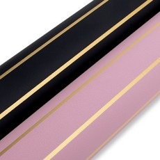 Good given 金色條紋捲筒包裝紙 2款 x 10m, 1套, 黑色 + 深粉紅