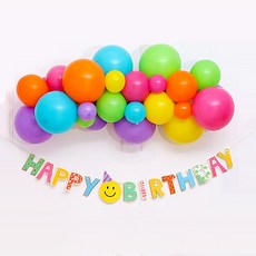 joyparty J Balloon 氣球彩帶DIY組 + 微笑生日彩帶 + 手動打氣筒, 1套, 糖果(氣球彩帶)