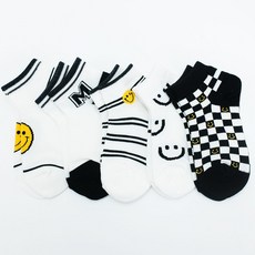 GN 兒童網眼腳踝微笑格紋襪 5件組