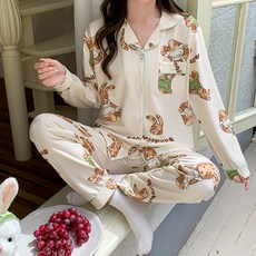 안나앤코 여성용 코지레빗 긴팔 잠옷 상하의 세트