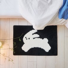 쁘리엘르 보들보들 자카드 미끄럼방지 키친 욕실 발매트, 버니블랙