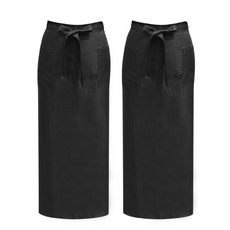 日常防水腰部長圍裙, 黑色, 2個