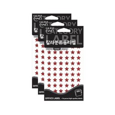 쁘띠팬시 칼라분류용 라벨스티커 HR355 적색 7p, 3개