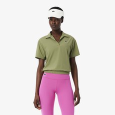 라코스테 여성용 우븐 셋업 폴로 반소매 티셔츠