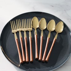 Joheun Yegam 亞森餐具組 金色B, 1套, 茶匙 4p + 茶叉 4p