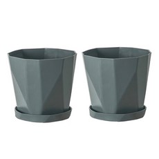 MORIANN 鑽石塑膠花盆 + 托盤組, 傑森灰, 2套