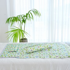 아띠블랑 신생아용 인견 베개커버 2p + 속통 + 블랭킷 + 바디필로우 + 패드 꿀잠 세트, 디노랜드