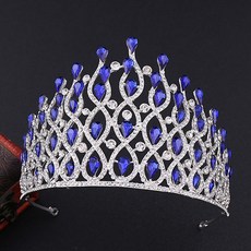 루나글램 셀프웨딩 지오메트릭 워터 드롭 티아라 G101, 실버블루, 1개