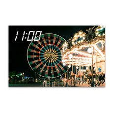 홈마인 캔버스 프린팅 액자 LED 시계 놀이공원 앤 열기구 800 x 500 mm, HM-PARK-28