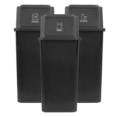 AllULiving 大容量分類回收桶 60公升 x 3入, 黑色