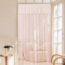 G&Y 簡約網紗長版門簾, 單件粉色