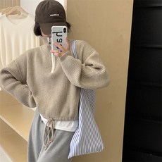 아이엠몽 여성용 끌랑 반집업 로프 니트