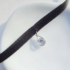 노이드비 여성용 선물포장 핸드메이드 공단리본끈 초커 목걸이