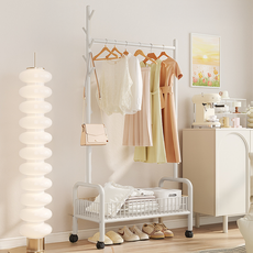 Daily Home 高級鐵製收納移動式單層立式衣架, 白色