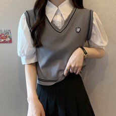 The Flow Commerce V領經典風格撞色線條針織背心