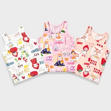 unifriend 女童野餐圖案40支棉背心3件組