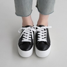 단골언니 여성용 포시즌 키높이 통굽 기본 가죽 스니커즈 4cm