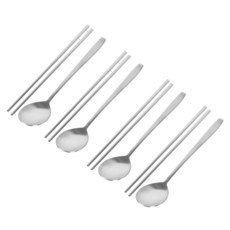 QUEEN SENSE 現代304餐具組, 湯匙 4p + 筷子 4p, 素面, 4套