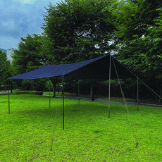 하이그라운즈 캠핑 450D 솔리드 블랙 코팅 암막 렉타 타프, 네이비