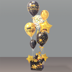 立式盒裝生日快樂氣球組, 金色, 1套