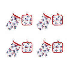 圖樣隔熱手套 4入+隔熱墊 4入 T08, 類型 2, 1組