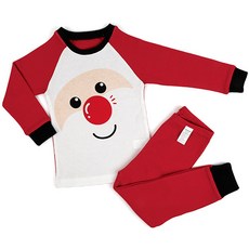 Maykids 童款聖誕老人笑臉圖案長袖家居服套裝