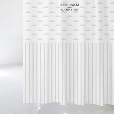 北歐風浴簾 SC377 L號 1800*1880mm+不鏽鋼掛鉤 12入+白色掛桿組合, 1套