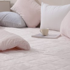 taccatacca 素色超細纖維固定帶床墊, 粉色