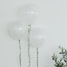 植物五彩紙屑氣球 3p, 白色的, 3個