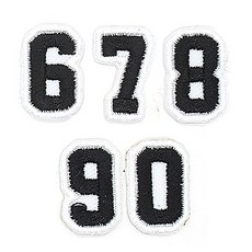 열접착식 이니셜 숫자 와펜 6 + 7 + 8 + 9 + 0 세트, 1개, 블랙