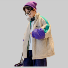 孩童拼色刷毛外套