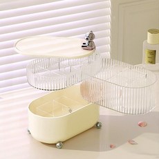 德普羅商務 雪紡風格透明旋轉珠寶收納盒 3層, 1個