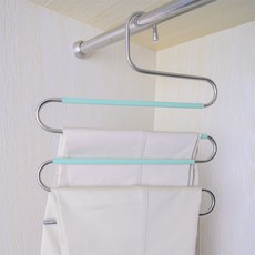 푸트로랩 S자형 스테인레스 바지 목도리 옷걸이 5단, 그린, 1개