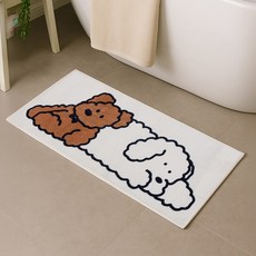 Leto 比熊犬圖案腳踏墊 LFM-C06, 方形棕色