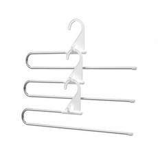 Market A多層不鏽鋼褲子衣架, 白色的, 3個